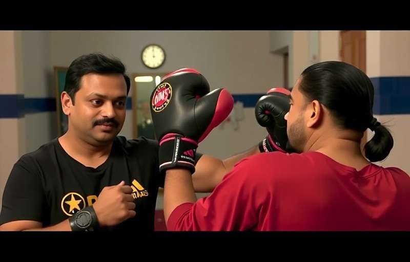 Boxing Bharat training scene with traditional Indian exercises