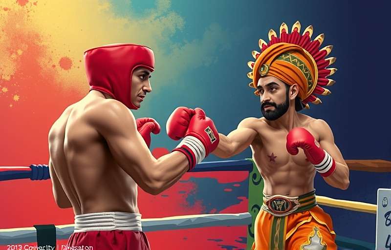 Concept art for upcoming Boxing Bharat features